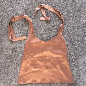 Reformation Silk Tie Strap Square Neck Top